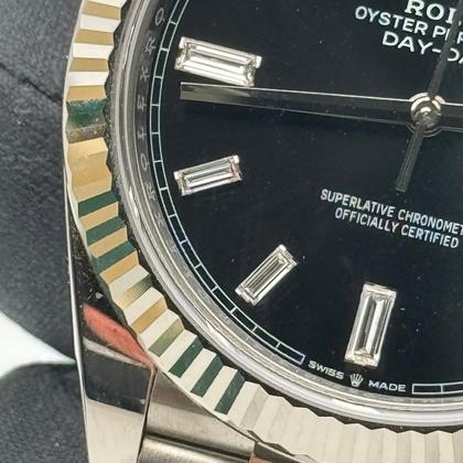 Rolex Day-Date 40 228239 black diamond-set dial white gold