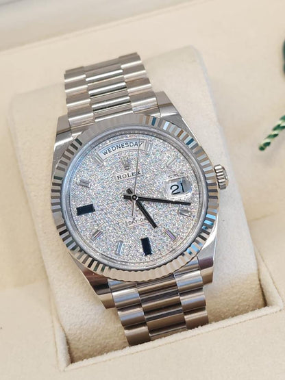 Rolex Day-Date 40 228239 pave diamond dial white gold