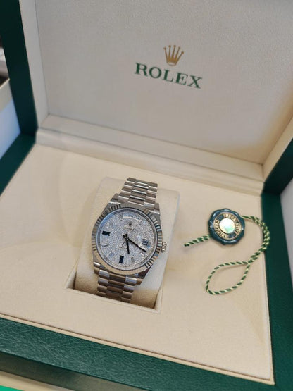 Rolex Day-Date 40 228239 pave diamond dial white gold
