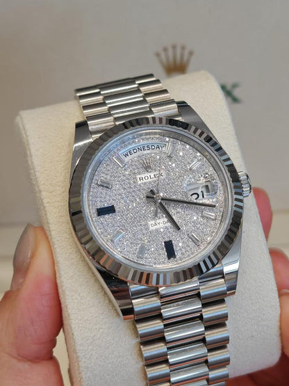 Rolex Day-Date 40 228239 pave diamond dial white gold