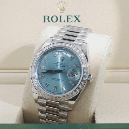 Rolex Day-Date 40 228396TBR ice blue baguette diamond dial
