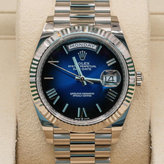 Rolex Day-Date 40 228239 blue ombre dial white gold