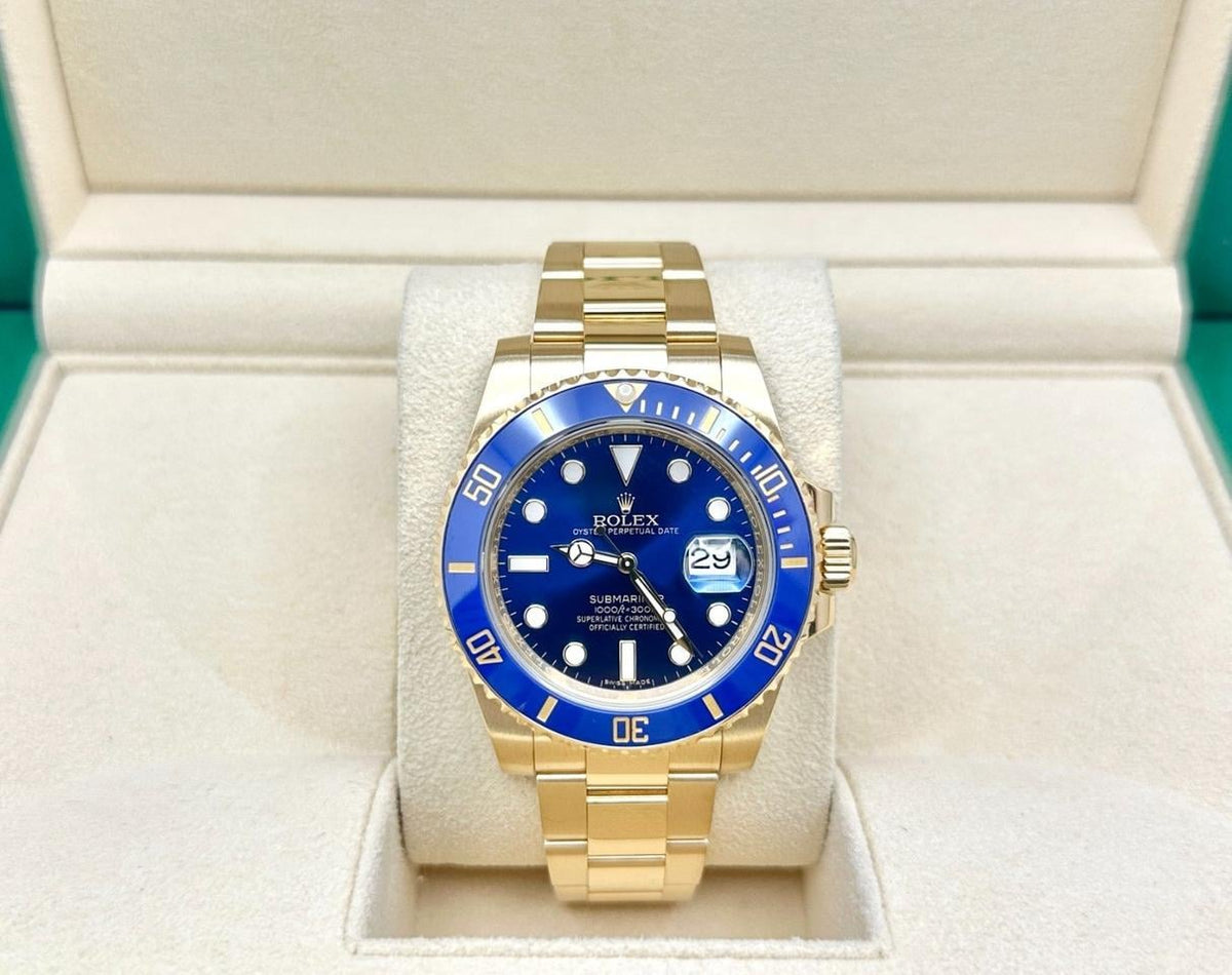 Rolex Submariner Date 116618LB blue dial yellow gold