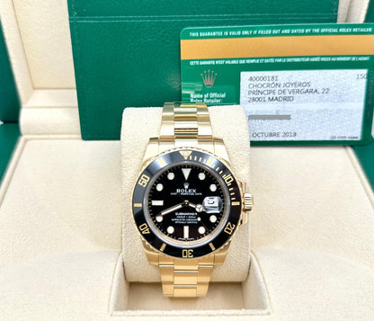 Rolex Submariner Date 116618LN black dial yellow gold