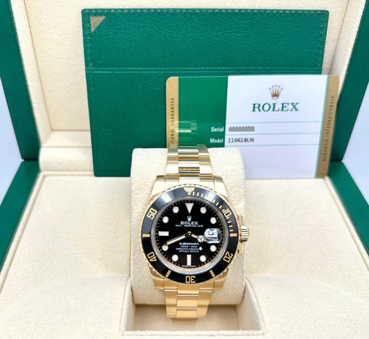 Rolex Submariner Date 116618LN black dial yellow gold