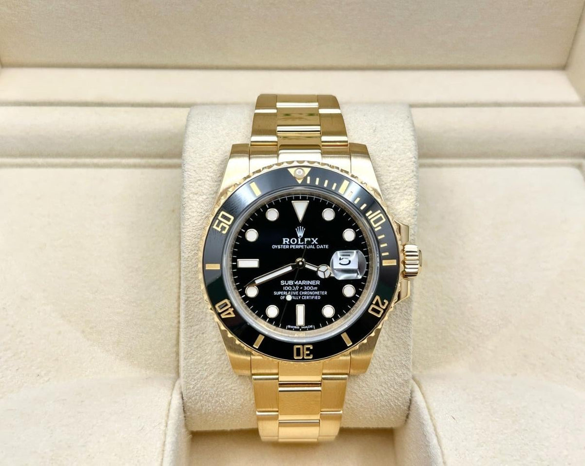 Rolex Submariner Date 116618LN black dial yellow gold