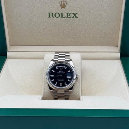 Rolex Day-Date 40 228239 black diamond-set dial white gold