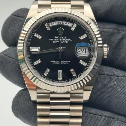 Rolex Day-Date 40 228239 black diamond-set dial white gold